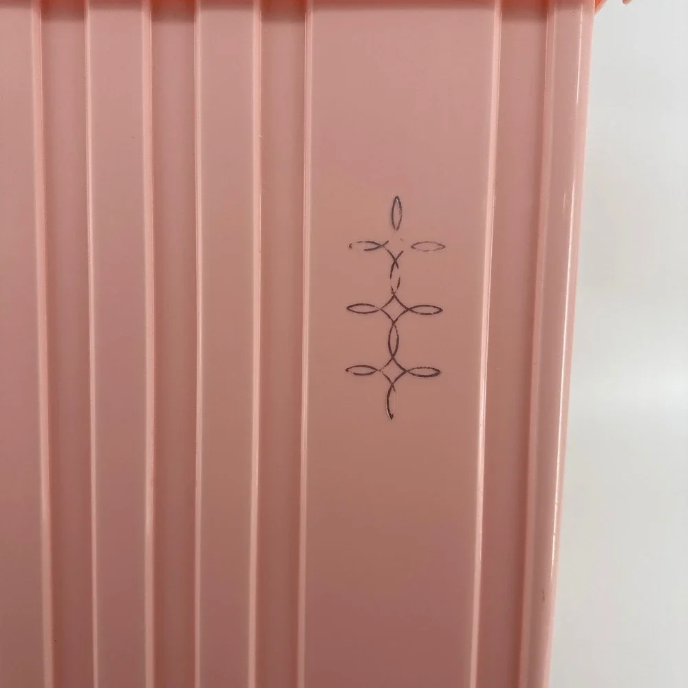 Festival Vintage Pink Plastic Laundry Hamper Retro Mid Century Storage Bin